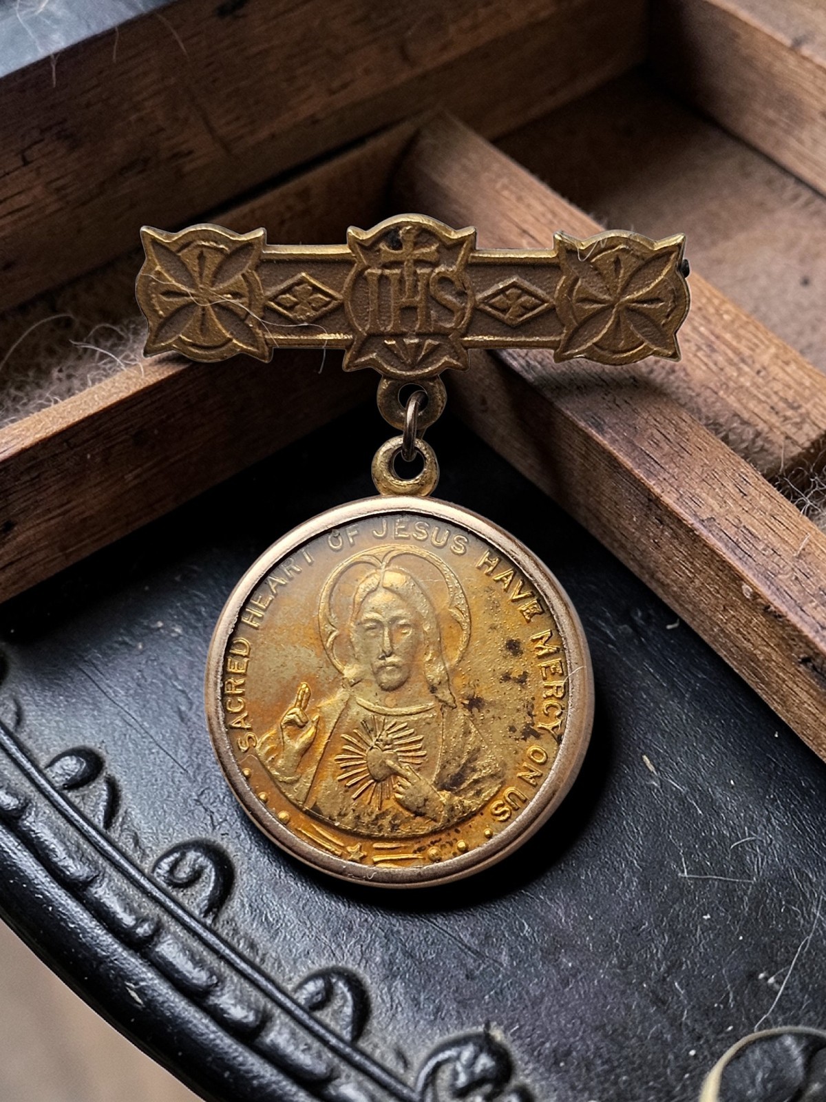 Gorgeous Antique Art Deco Catholic Brooch Stunning Piece Gorgeous Antique Art Deco Catholic Brooch Stunning Piece
