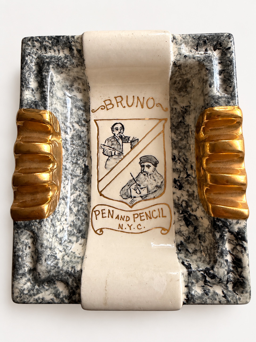 RARE Vintage Mid Century Bruno’s Pen & Pencil NYC Ashtray Signed E. Stocco RARE Vintage Mid Century Bruno’s Pen & Pencil NYC Ashtray Signed E. Stocco