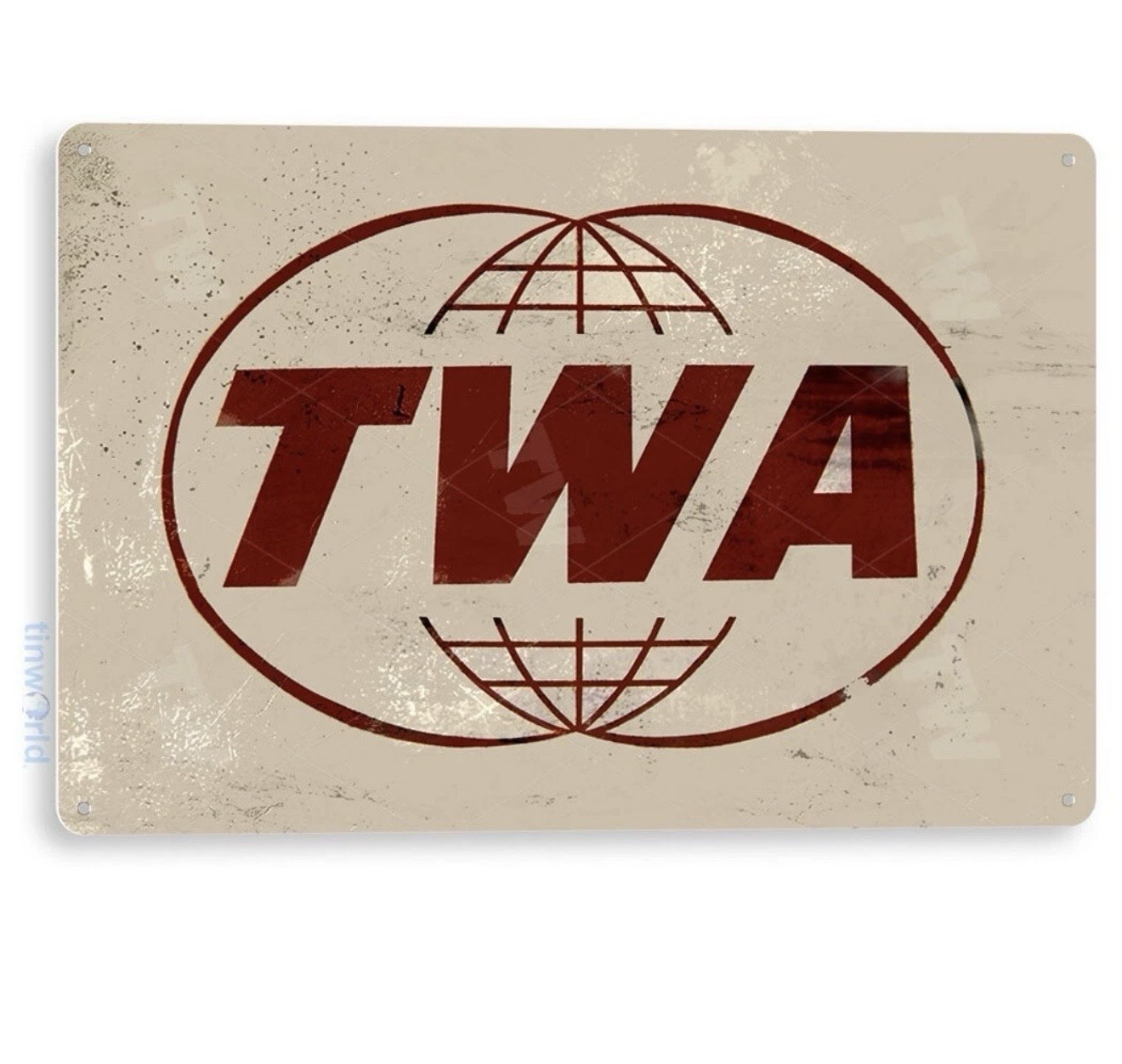 TWA Trans World Airlines Tin Sign Aviation Metal Wall Décor TWA Trans World Airlines Tin Sign Aviation Metal Wall Décor