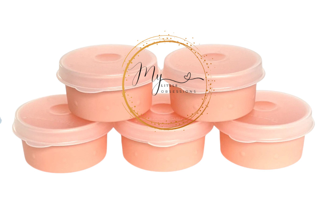 Tupperware Smidgets Peach with Seals – Mini 1 oz Containers – Set of 5 – NEW Tupperware Smidgets Peach with Seals – Mini 1 oz Containers – Set of 5 – NEW