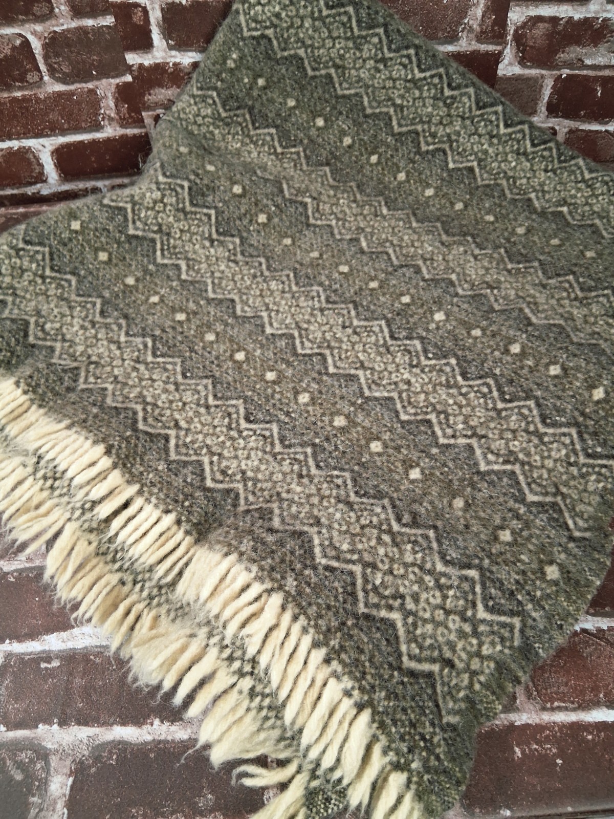 Vintage 70s Amana Woolen Mills Wool Lap Car Blanket Fringe 44X46 Fringe Thick Vintage 70s Amana Woolen Mills Wool Lap Car Blanket Fringe 44X46 Fringe Thick