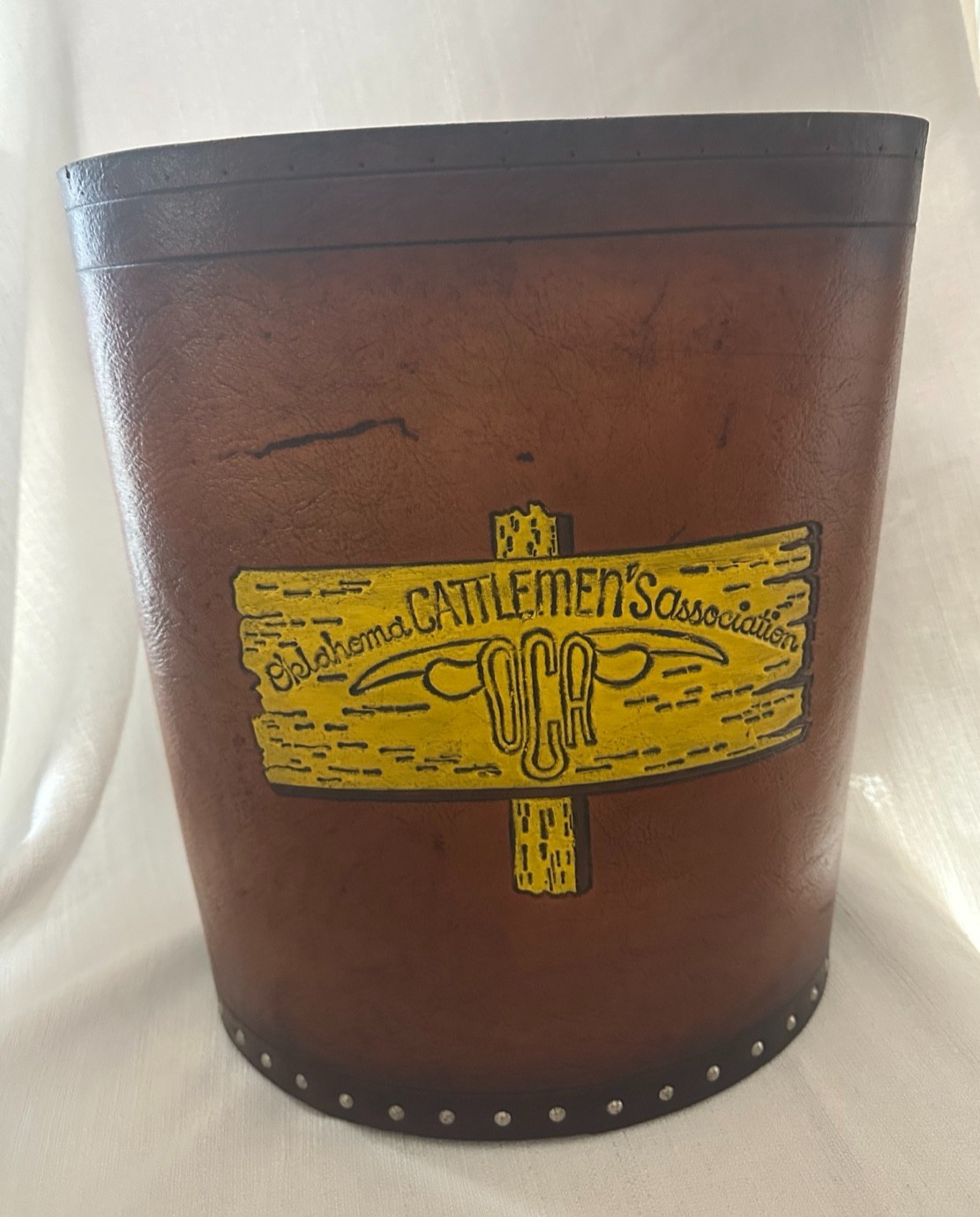 Rare 1950s Oklahoma Cattlemen's Association Engraved Leather 13