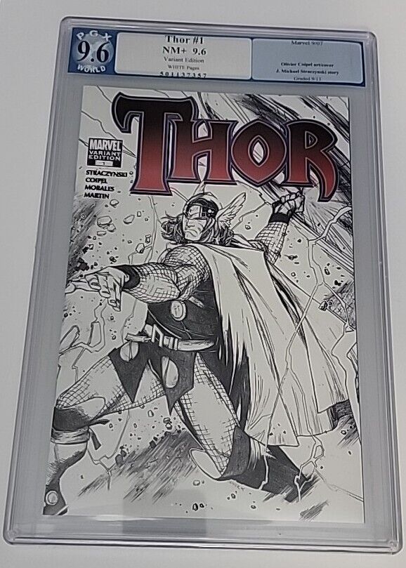 PGX 9.6 Thor #1 (Sep 2007, Marvel) Pencil Sketch Variant Edition Straczynski