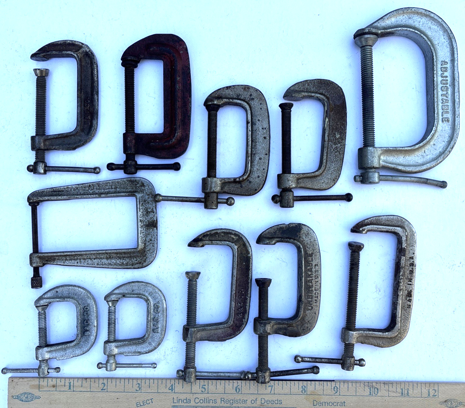 Vintage Lot of 10 Adjustable C Clamps - Made in USA