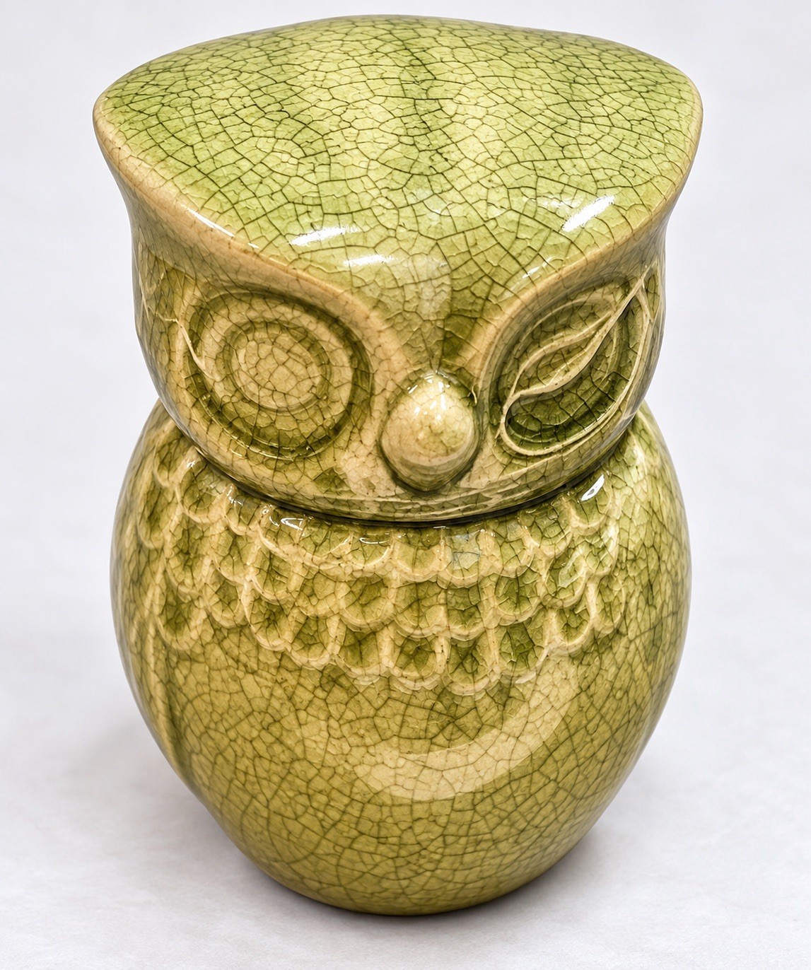Vintage 1970s Ceramic Owl Figurine Green Tan Crackle Glaze 5\ Vintage 1970s Ceramic Owl Figurine Green Tan Crackle Glaze 5\