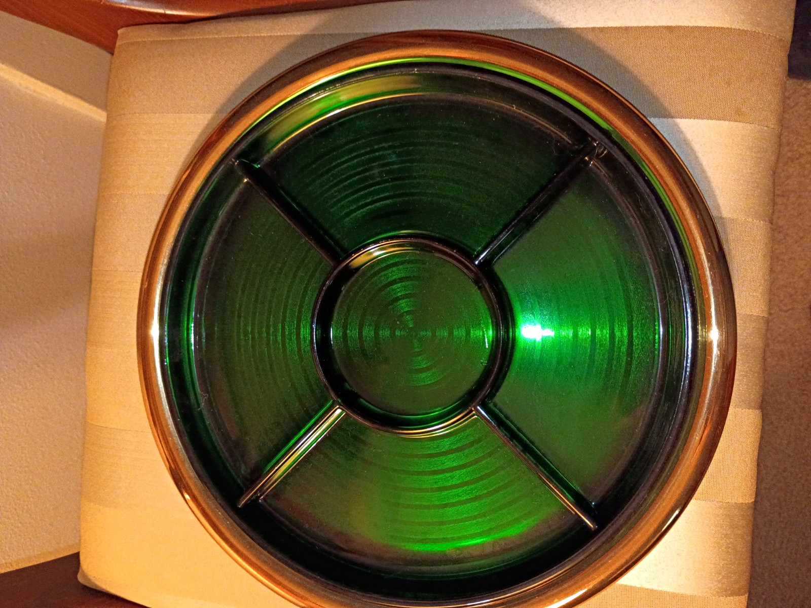 Emerald Glo By National Silver Co. Divided Serving Dish 4 Compartments