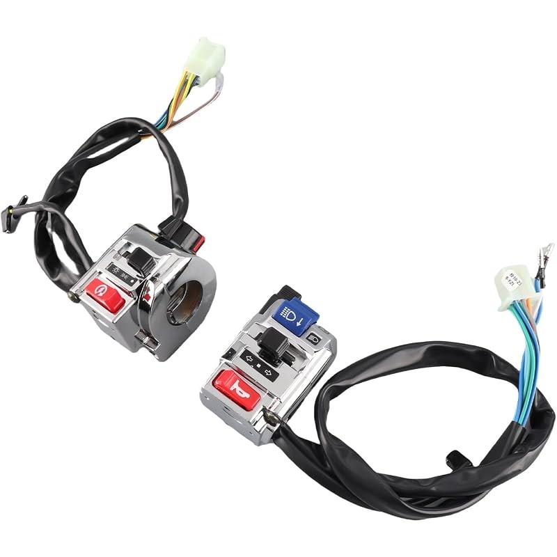 12V Universal 7/8in Motorcycle Handlebar Switch Pair, Horn Turn Light Start Con 12V Universal 7/8in Motorcycle Handlebar Switch Pair, Horn Turn Light Start Con