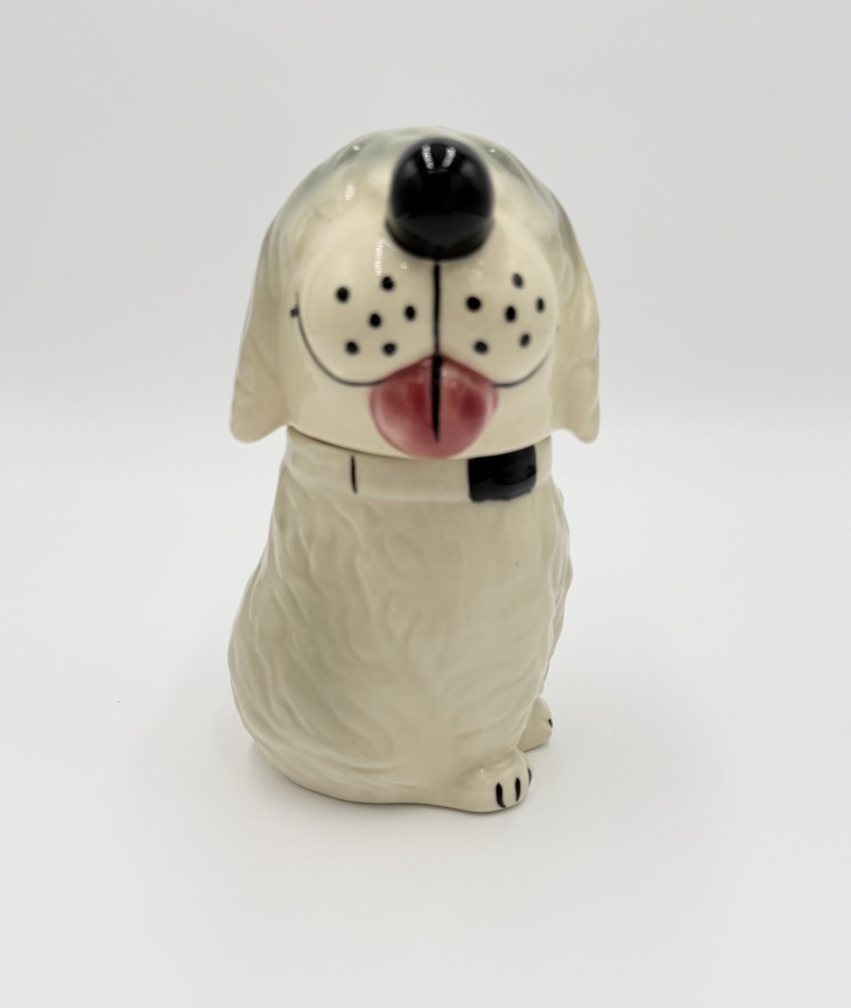Vintage LivaSnaps Dog Cookie Jar Ceramic Japan Cute Puppy w Lid Vintage LivaSnaps Dog Cookie Jar Ceramic Japan Cute Puppy w Lid