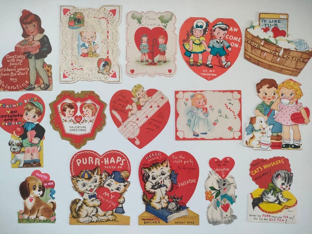 15 pcs USA Vintage Valentine\'s Day Cards #dcd273 15 pcs USA Vintage Valentine\'s Day Cards #dcd273