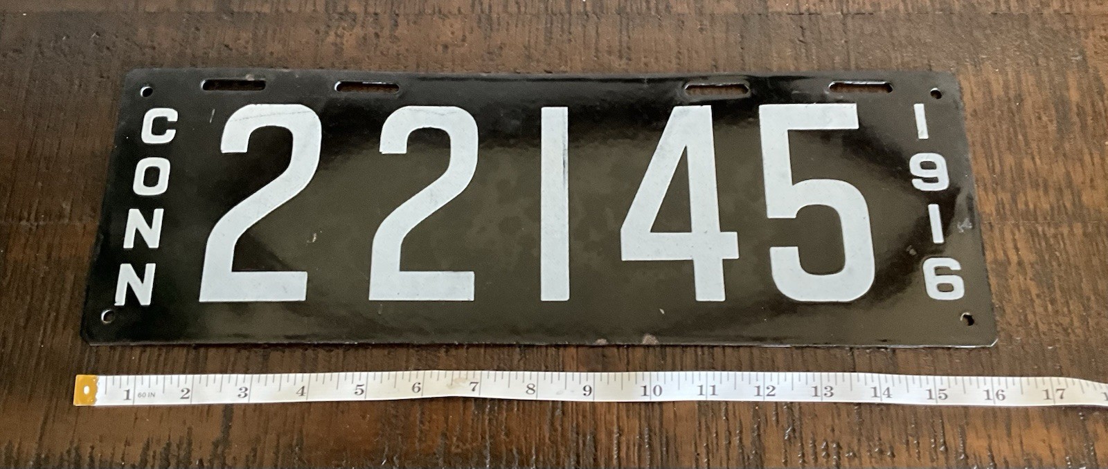 Antique 1916 Connecticut Porcelain License Plate 22145 Antique 1916 Connecticut Porcelain License Plate 22145