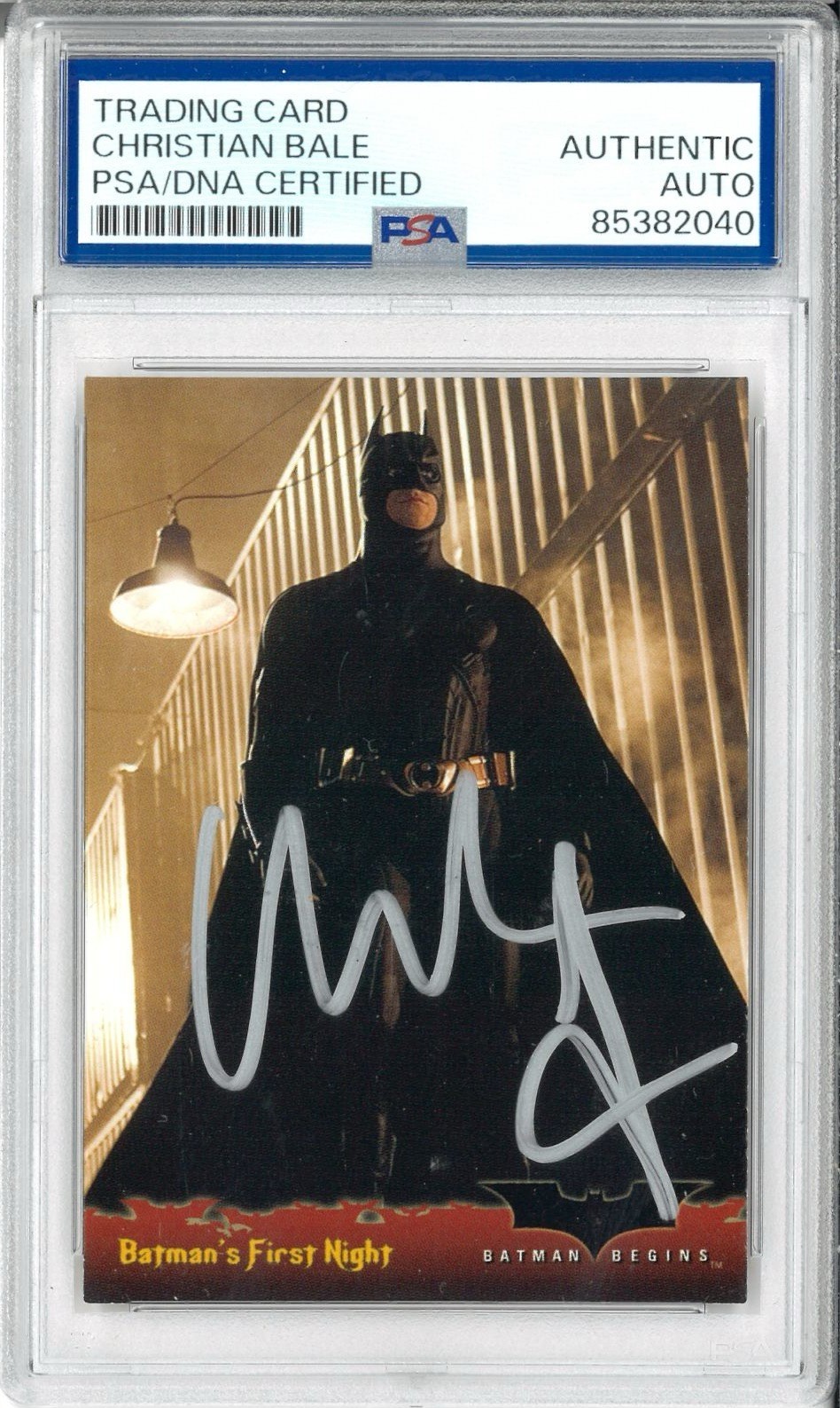 Christian Bale Signed Autograph Slabbed Topps Batman Begins Card PSA DNA Christian Bale Signed Autograph Slabbed Topps Batman Begins Card PSA DNA