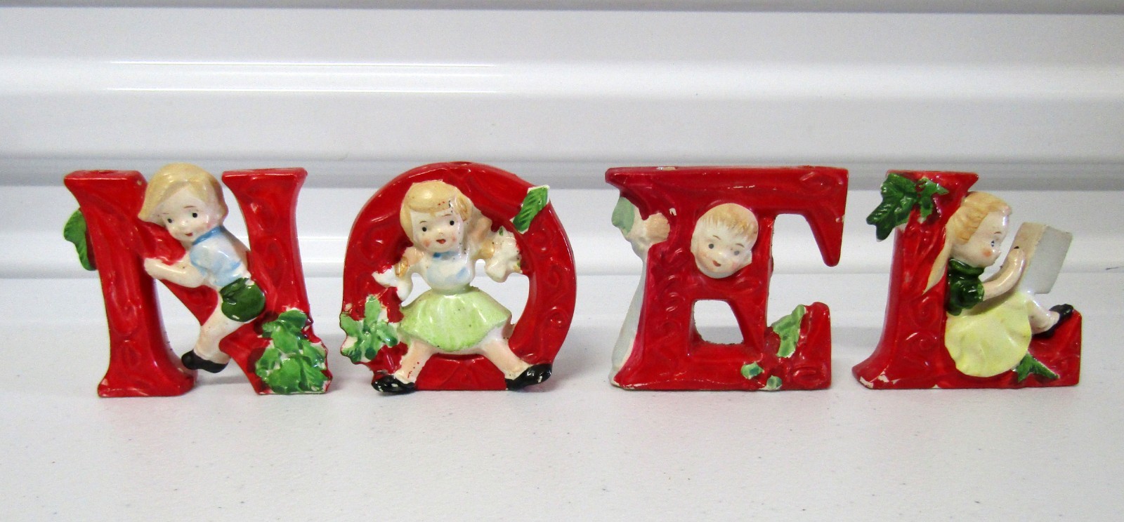 Vintage Tilso Japan Ceramic Christmas NOEL Candle Holders Vintage Tilso Japan Ceramic Christmas NOEL Candle Holders