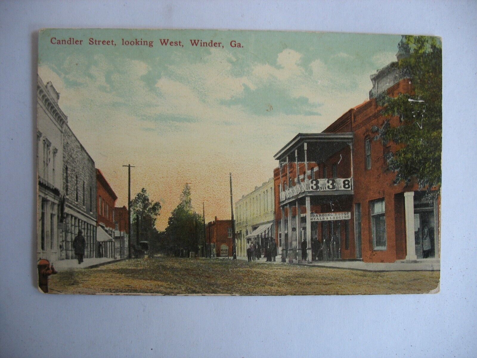 original Winder GA Georgia Postcard Candler st looking west GW DeLa Perriere 