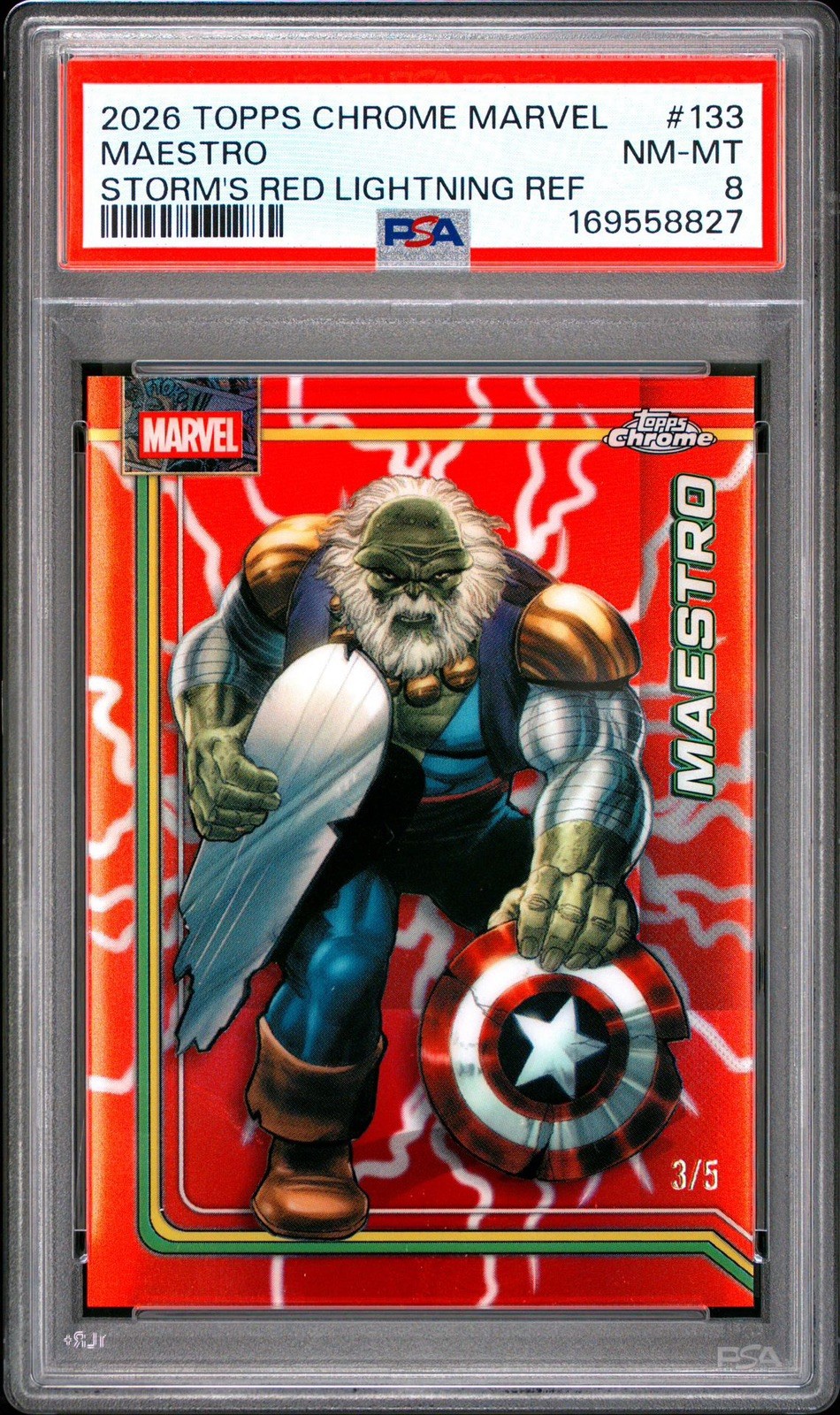 TOPPS CHROME MARVEL #133 MAESTRO STORM'S RED LIGHTNING REF /5 PSA 8 TOPPS CHROME MARVEL #133 MAESTRO STORM'S RED LIGHTNING REF /5 PSA 8