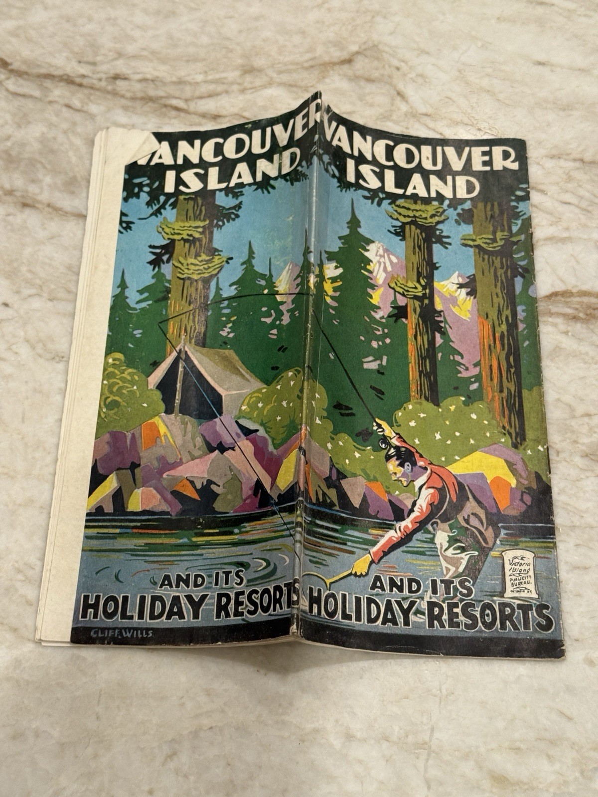 Vtg 1941 Vancouver Island & Holiday Resorts Cliff Wills Art Deco Travel Brochure