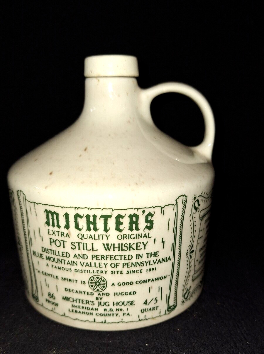 VTG 1960's MICHTER'S WHISKEY STONEWARE JUG 4/5 QUART BOTTLE & CORK STILL EMPTY VTG 1960's MICHTER'S WHISKEY STONEWARE JUG 4/5 QUART BOTTLE & CORK STILL EMPTY