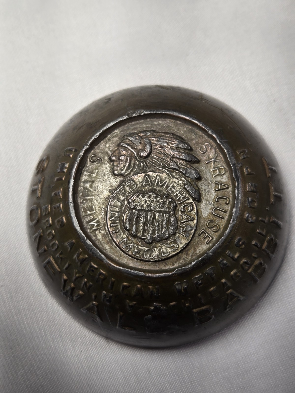 Vintage Stonewall Babbitt Ingot Paperweight Indian Chief United American Metals