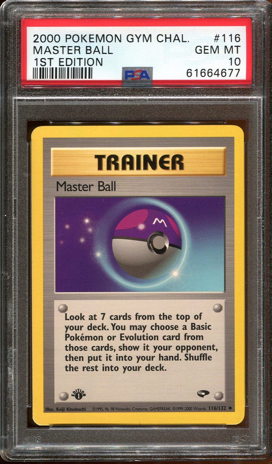 PSA 10 1st Edition Master Ball 116/132 Gym Challenge Pokemon Card 2000 LOW POP PSA 10 1st Edition Master Ball 116/132 Gym Challenge Pokemon Card 2000 LOW POP