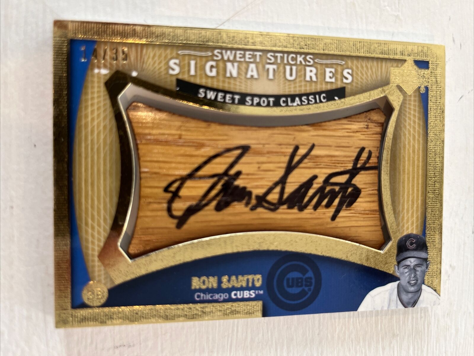 2005 Sweet Spot Classic Sticks Bat Card Autograph /35 Ron Santo Chicago Cubs HOF