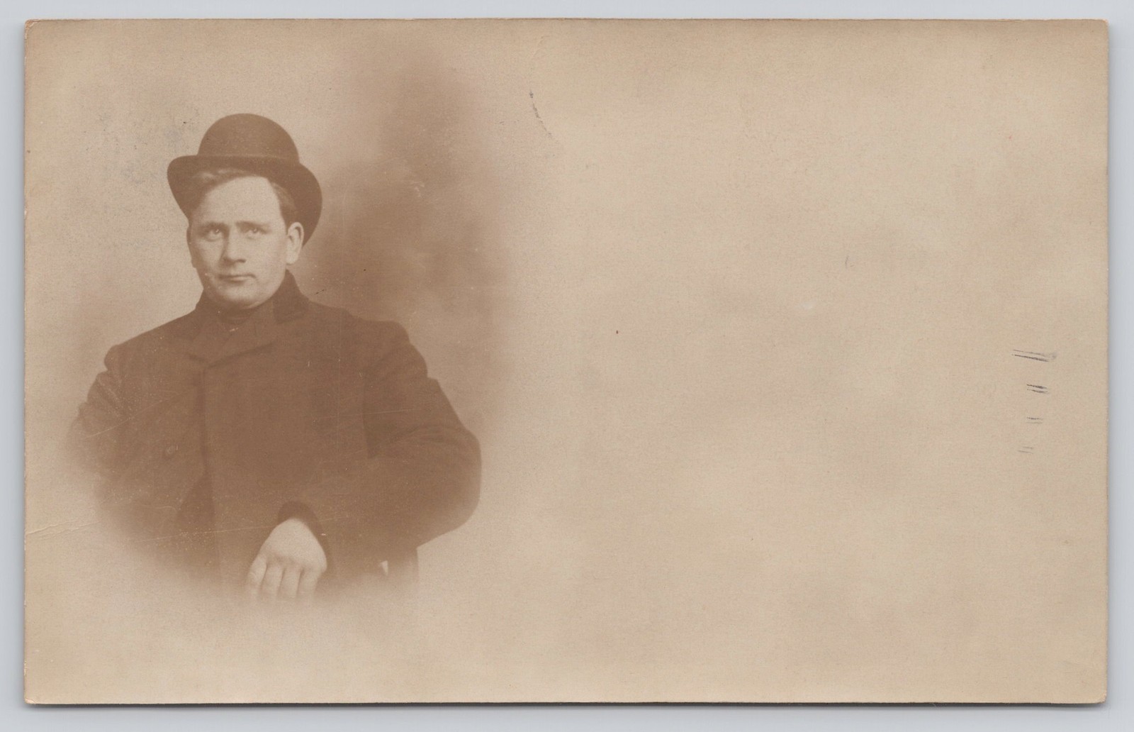 RPPC Real Photo Postcard Man Bowler Hat c1906 Chicago Postmark Antique
