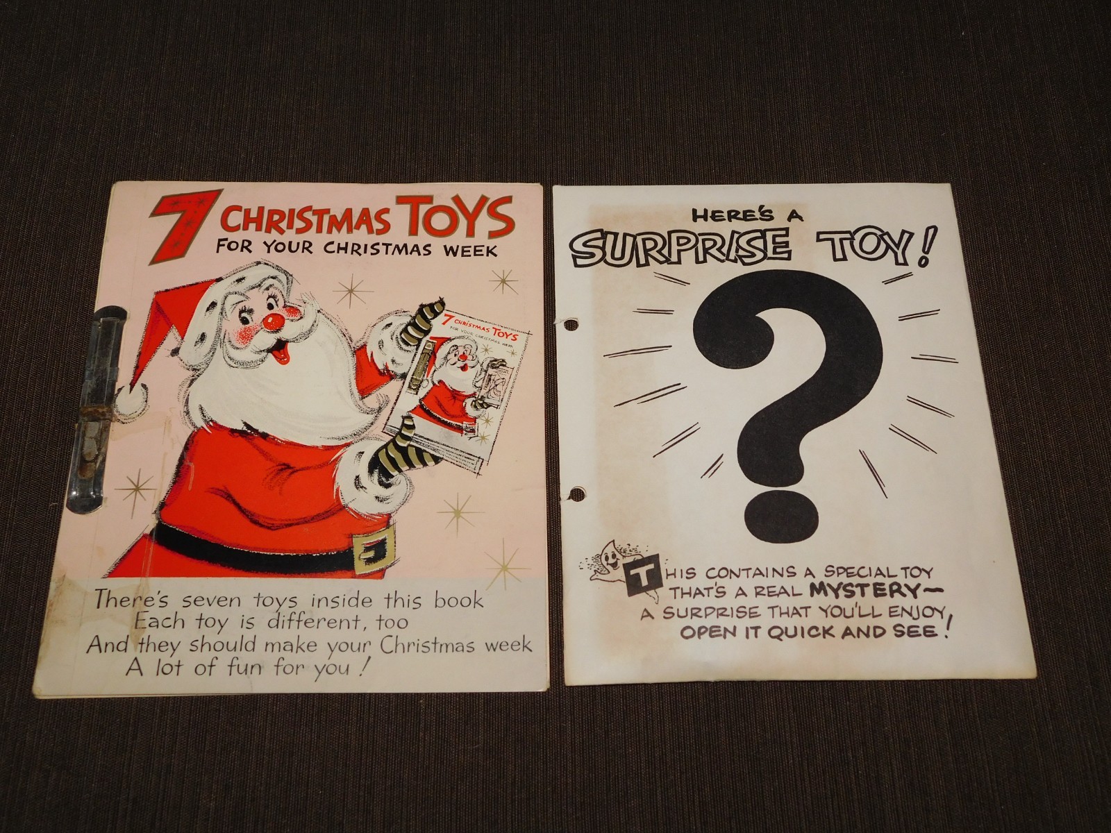 VINTAGE 1950S BARKER CARDS 7 CHRISTMAS TOYS BOOKLET CARD VINTAGE 1950S BARKER CARDS 7 CHRISTMAS TOYS BOOKLET CARD