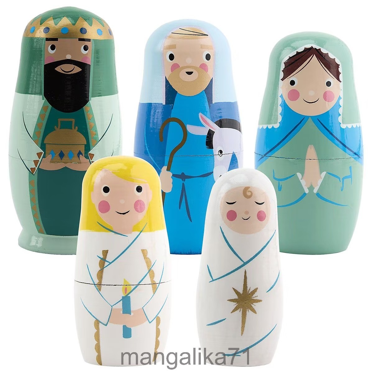 Set of 5 Nativity Nesting Dolls - Set of 5 Nativity Nesting Dolls -
