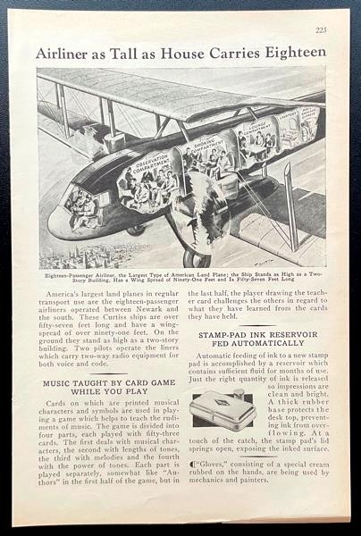 Curtiss T-32 Condor II 1933 graphic “Airliner as Tall as House Carries Eighteen