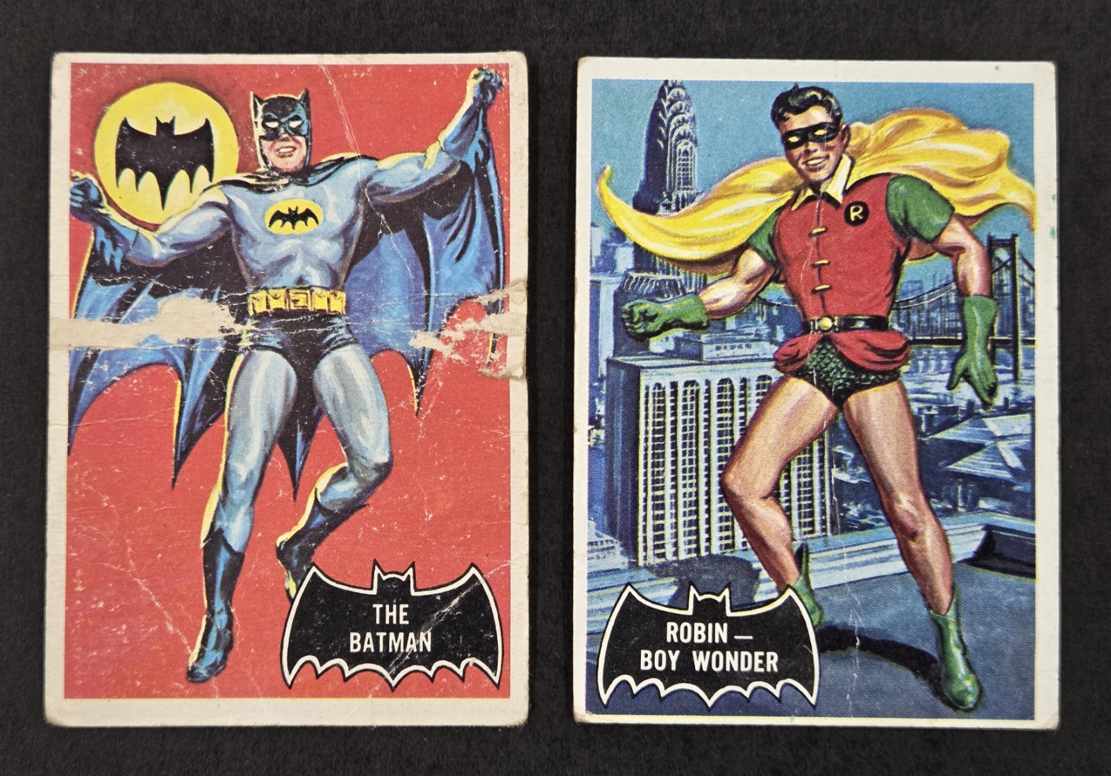 1966 Topps Batman Trading Cards~Batman & Robin ROOKIES/ Low and Low/Mid Grade. 1966 Topps Batman Trading Cards~Batman & Robin ROOKIES/ Low and Low/Mid Grade.
