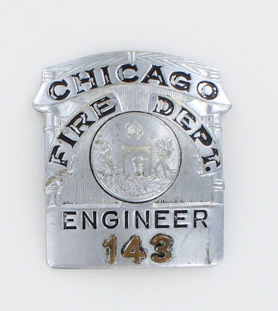 Obsolete Chicago Fire Department Badge #143 Engineer CH Hansen Firefighter 