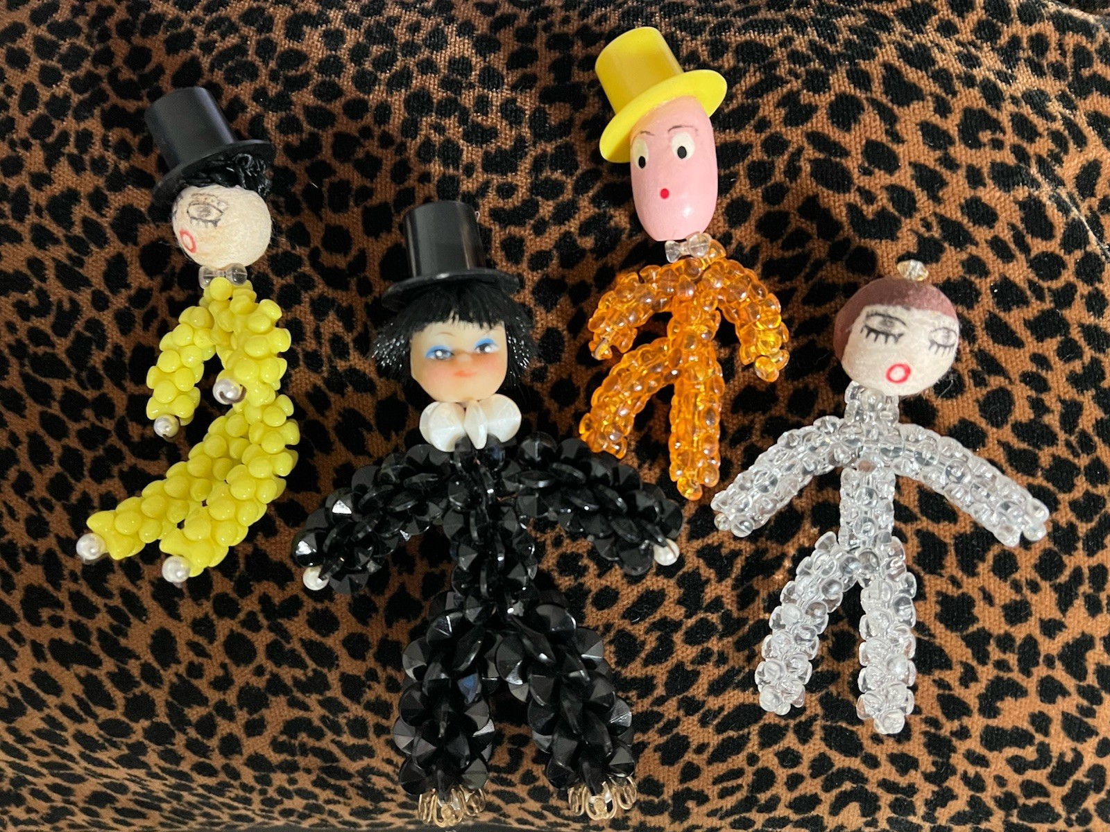 4 MCM Vintage Handmade Beaded Christmas Ornament Mid Century Kitschy 4” to 5” 4 MCM Vintage Handmade Beaded Christmas Ornament Mid Century Kitschy 4” to 5”