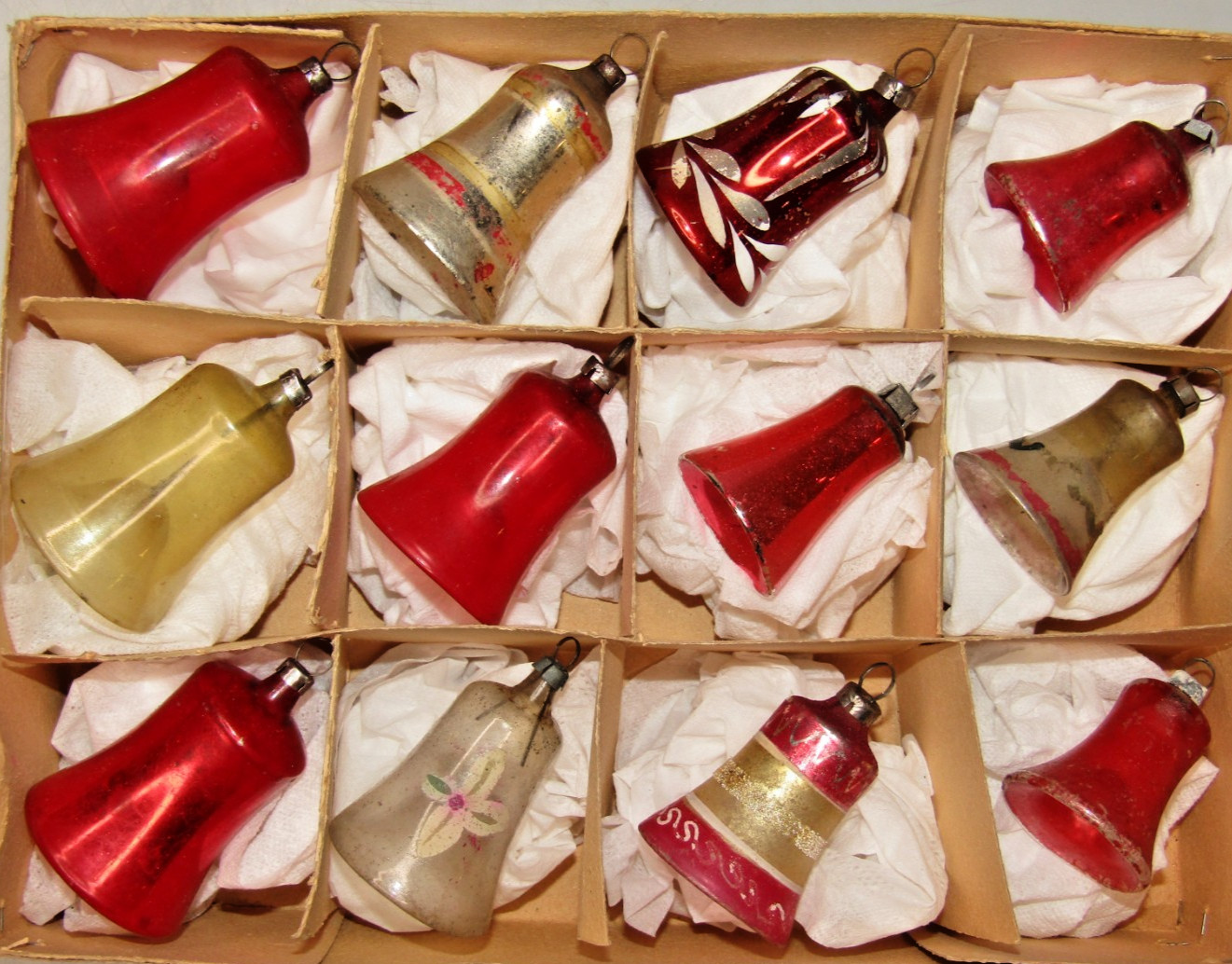 Lot Vintage Blown Glass Assorted BELL w Clapper Christmas Ornaments Germany