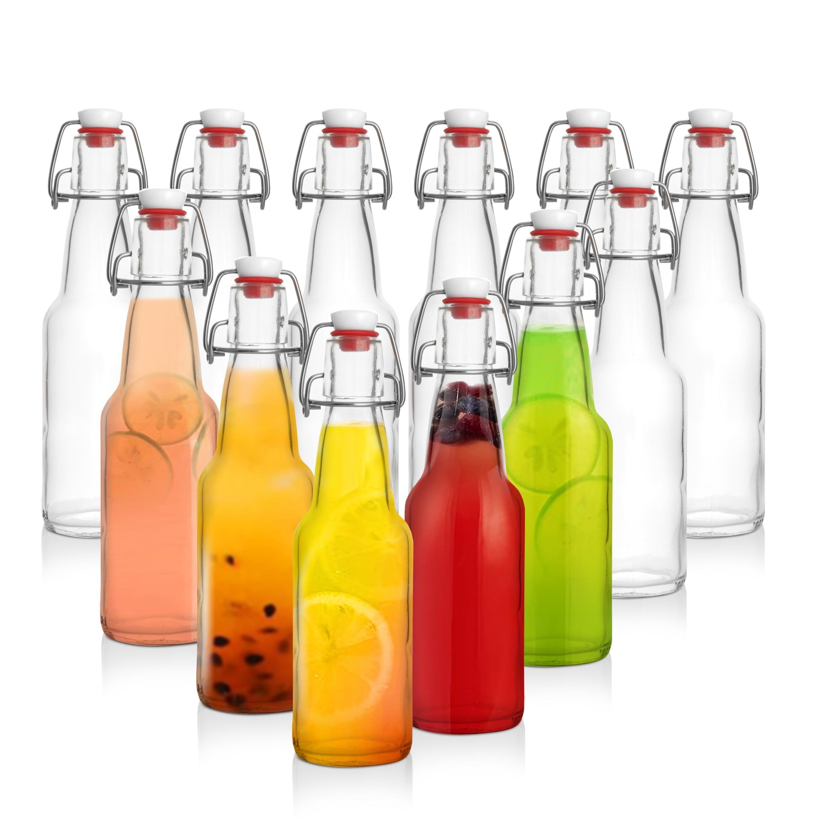 12oz Flip Top Clear Glass Beer Bottles for Home Brewing - Set of 12 with Caps 12oz Flip Top Clear Glass Beer Bottles for Home Brewing - Set of 12 with Caps