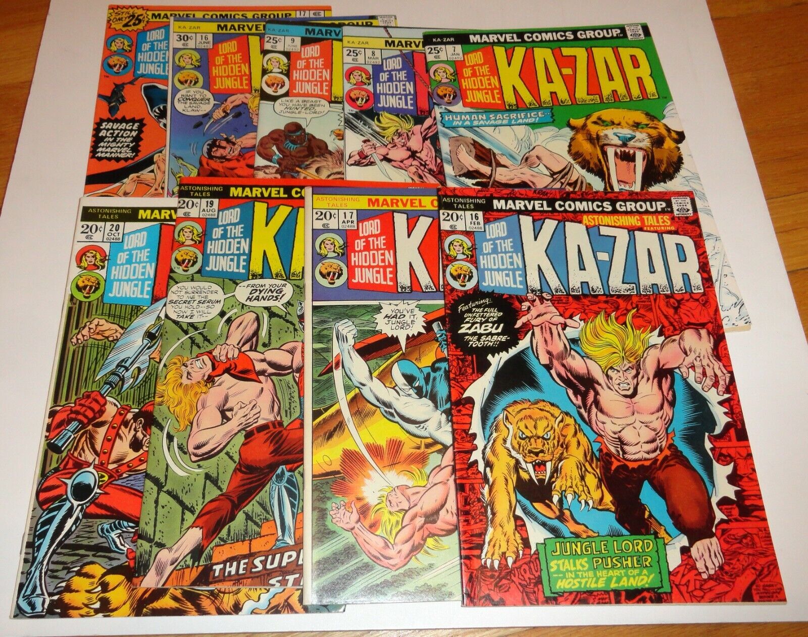 9 KA-ZAR COMICS 7,8,9,16,17 ASTONSHING TALES 16,17,19,20 9.0-9.2 1973-76