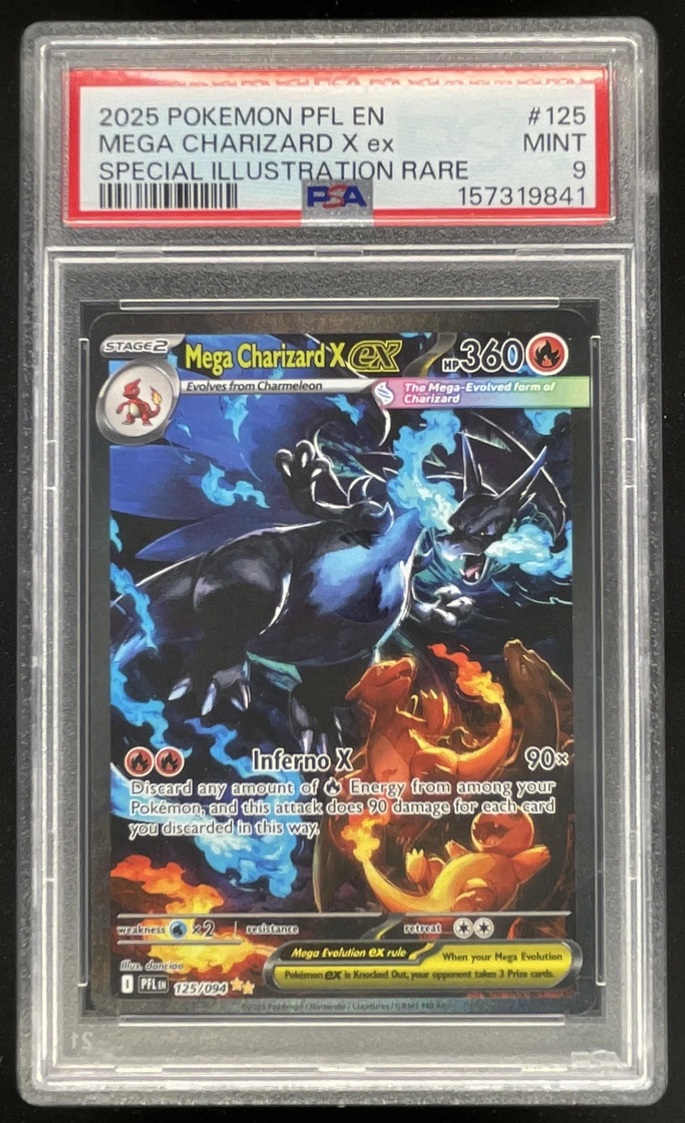 2025 Pokemon Phantasmal Flames #125/094 Mega Charizard X ex Special Rare PSA 9 2025 Pokemon Phantasmal Flames #125/094 Mega Charizard X ex Special Rare PSA 9