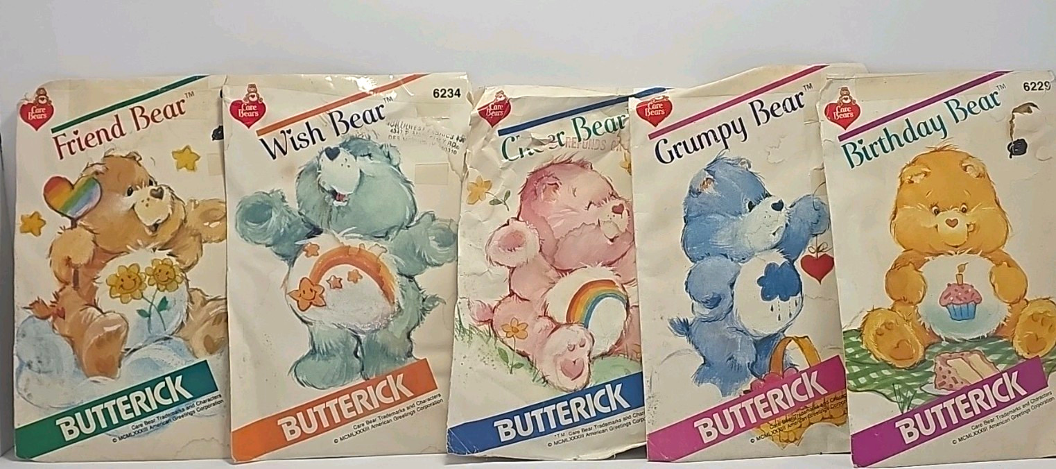 Vintage 1983 Butterick Care Bears Sewing Patterns Lot of 5 Stuffed Toys 80s Vintage 1983 Butterick Care Bears Sewing Patterns Lot of 5 Stuffed Toys 80s