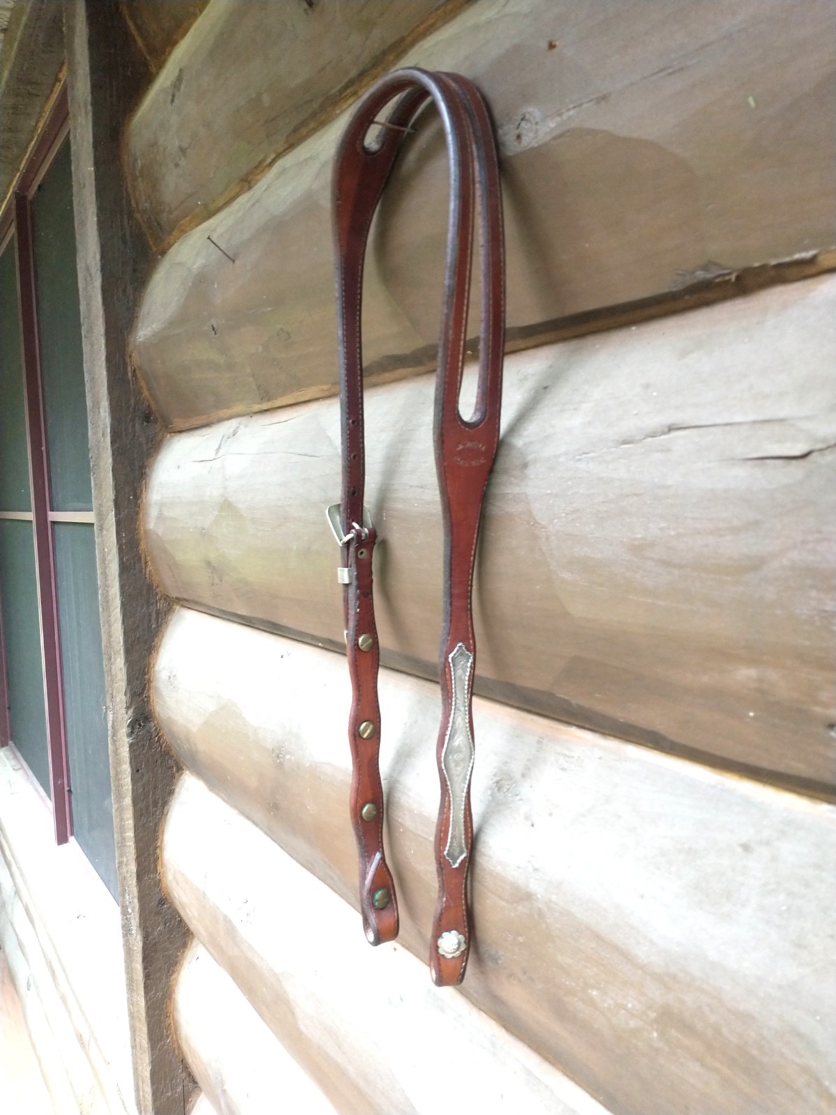 Vintage Sterling Silver Overlay J.M. CAPRIOLA Elko Nev Brown One Ear Headstall Vintage Sterling Silver Overlay J.M. CAPRIOLA Elko Nev Brown One Ear Headstall