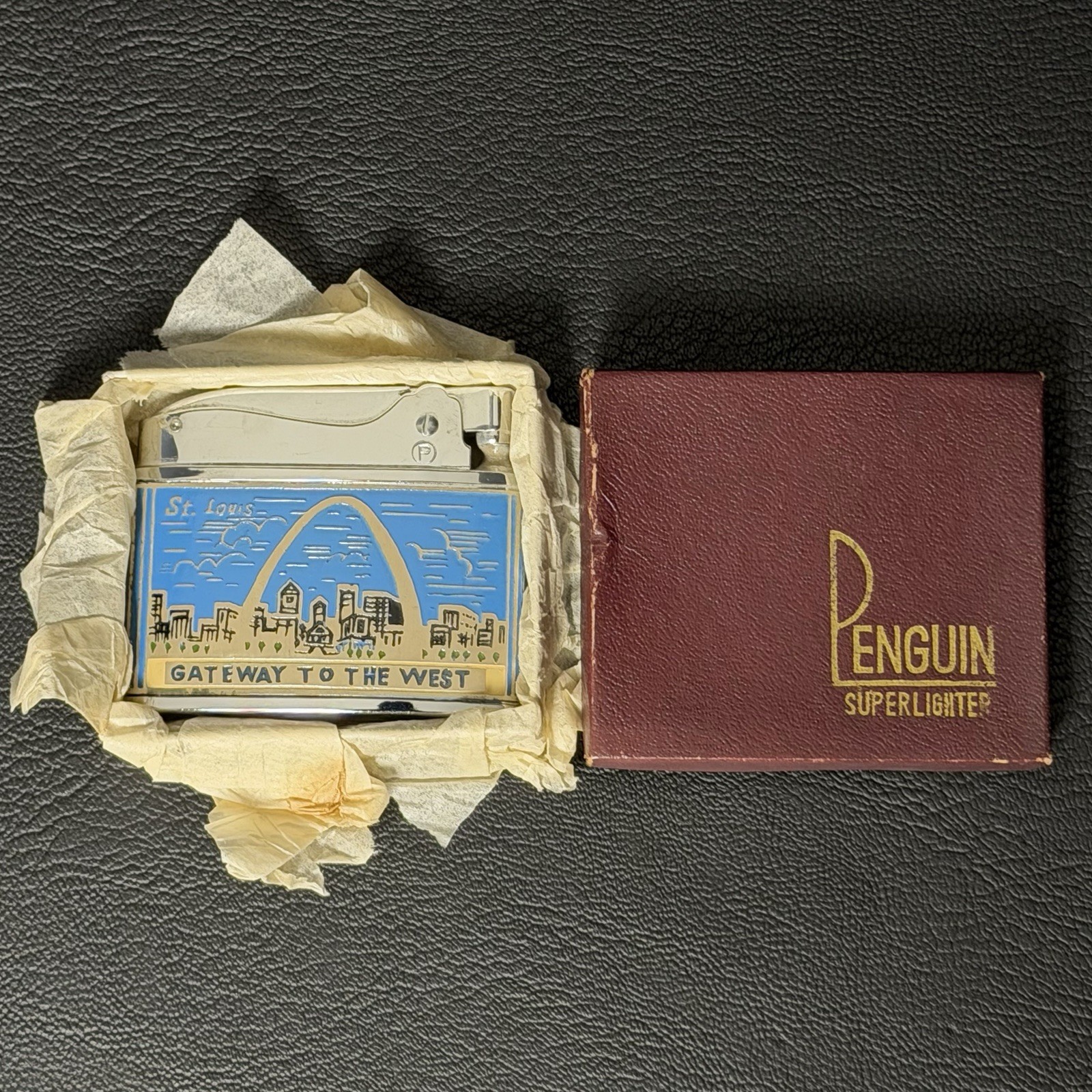 Rare Vintage Penguin St. Louis Gateway To The Midwest Cigarette Lighter