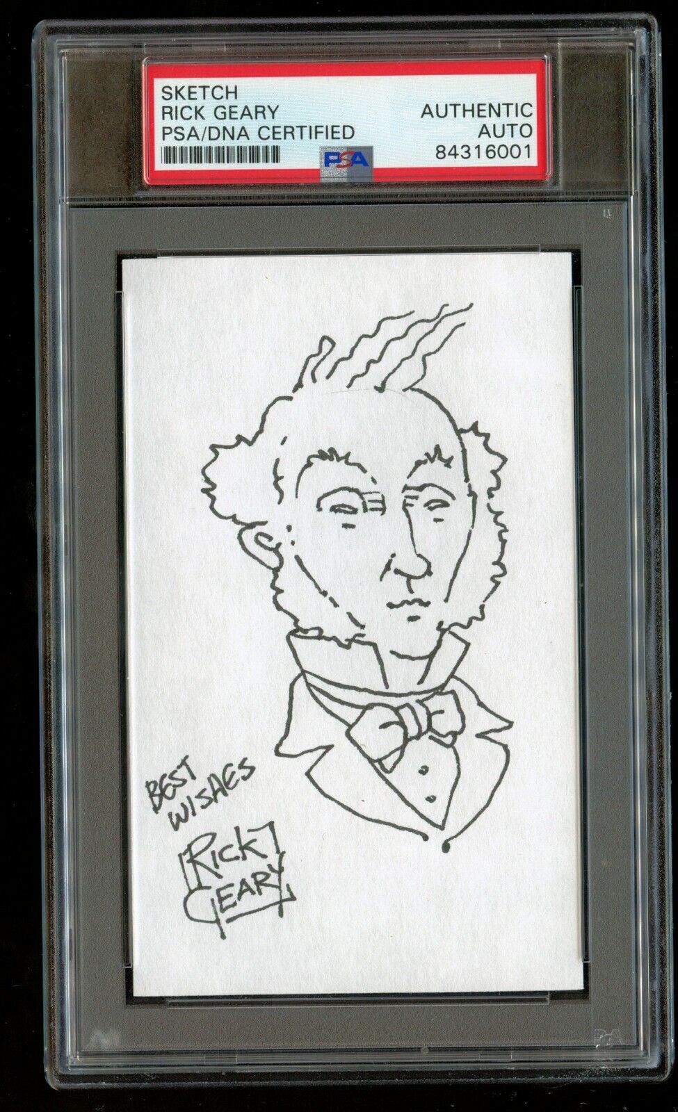 Rick Geary signed autograph 3x5 index card w/ Original Sketch PSA Slabbed