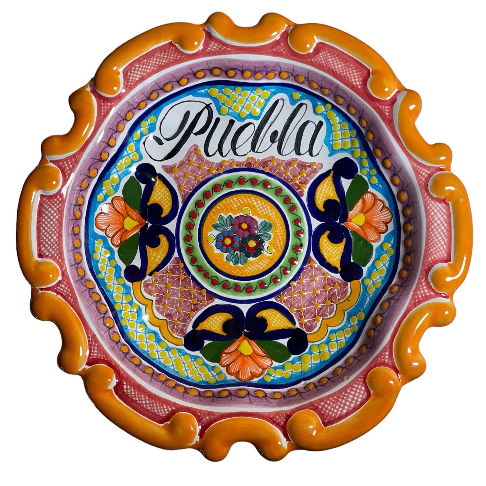 Las Maravillas Puebla Bowl Talavera Mexican Pottery Folk Art 10\