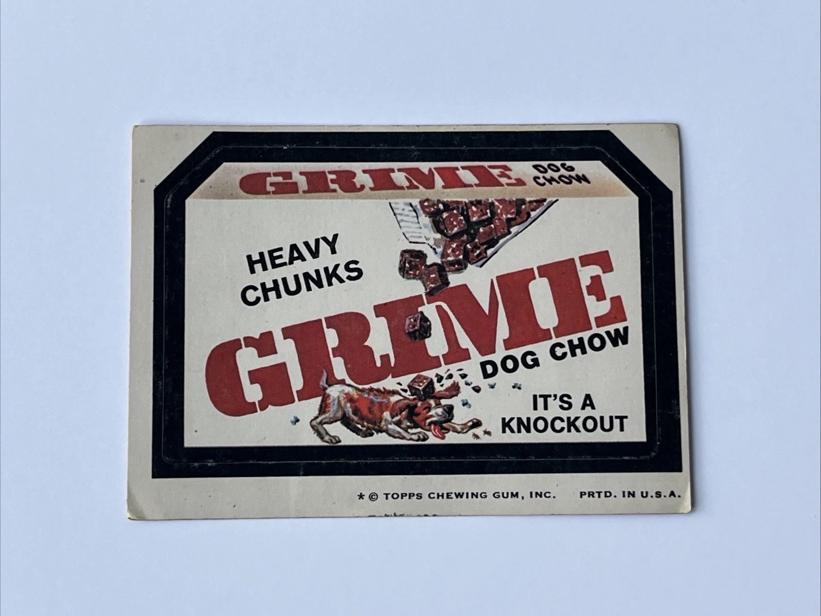 Vintage 1974 Topps Chewing Gum Wacky Pack Packages Grime Heavy Chunks Sticker Vintage 1974 Topps Chewing Gum Wacky Pack Packages Grime Heavy Chunks Sticker