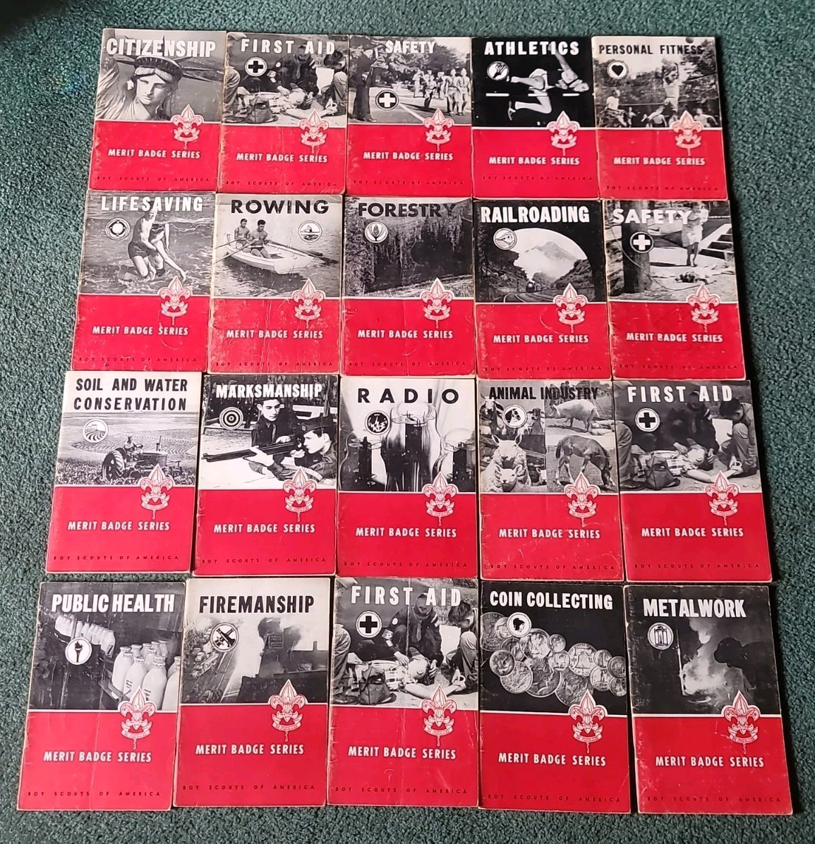 Vintage Boy Scout Merit Badge Booklet Lot (20 Books) 1940s-1960s BSA Red Border Vintage Boy Scout Merit Badge Booklet Lot (20 Books) 1940s-1960s BSA Red Border