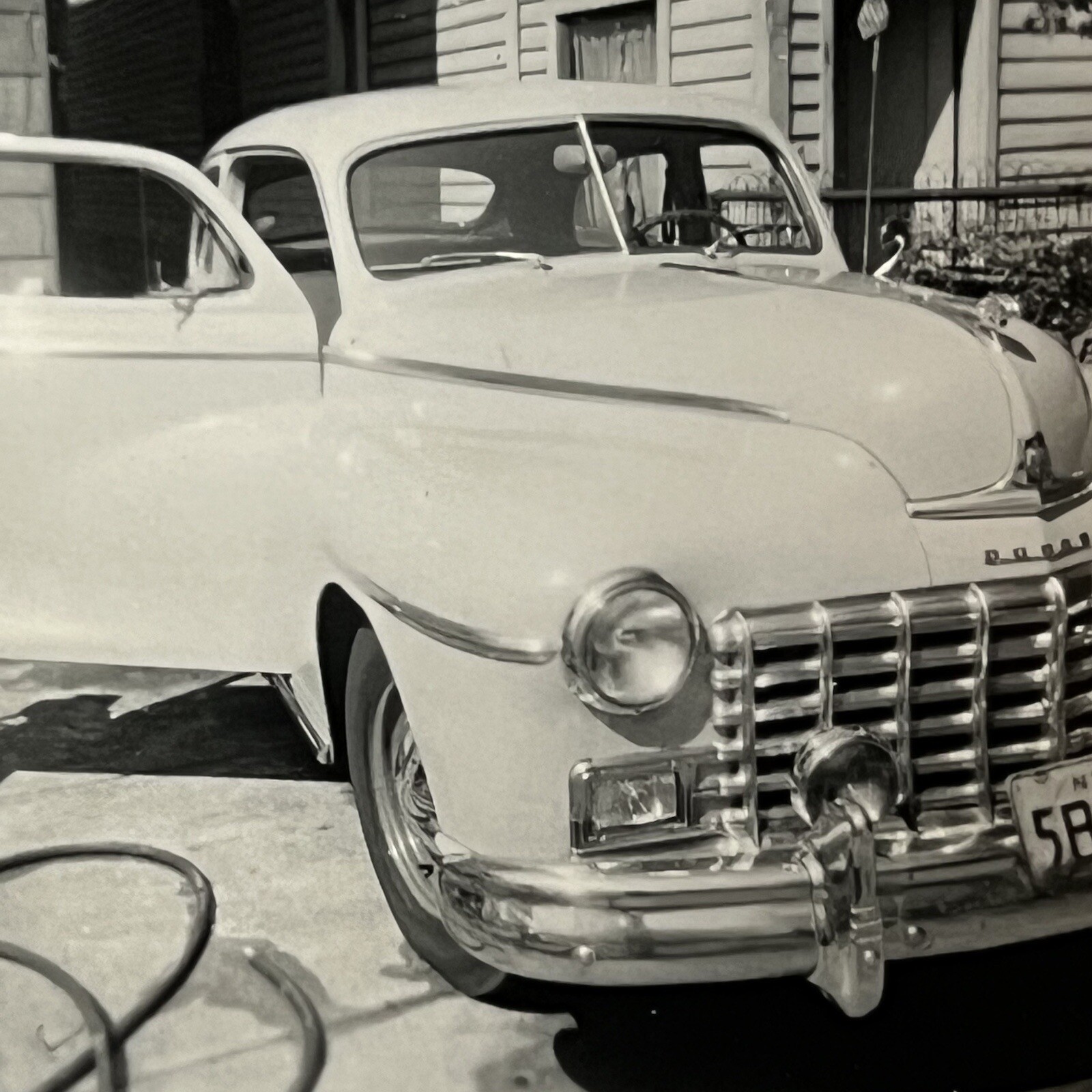 Vintage B&W Snapshot Photograph Beautiful Dodge Deluxe Club Coupe Car Vintage B&W Snapshot Photograph Beautiful Dodge Deluxe Club Coupe Car