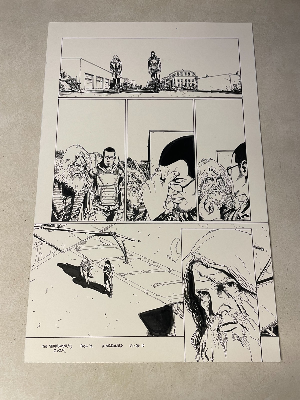TERMINATOR 2029 #3 original comic book art  OLD JOHN CONNOR Resistance FIGHTER