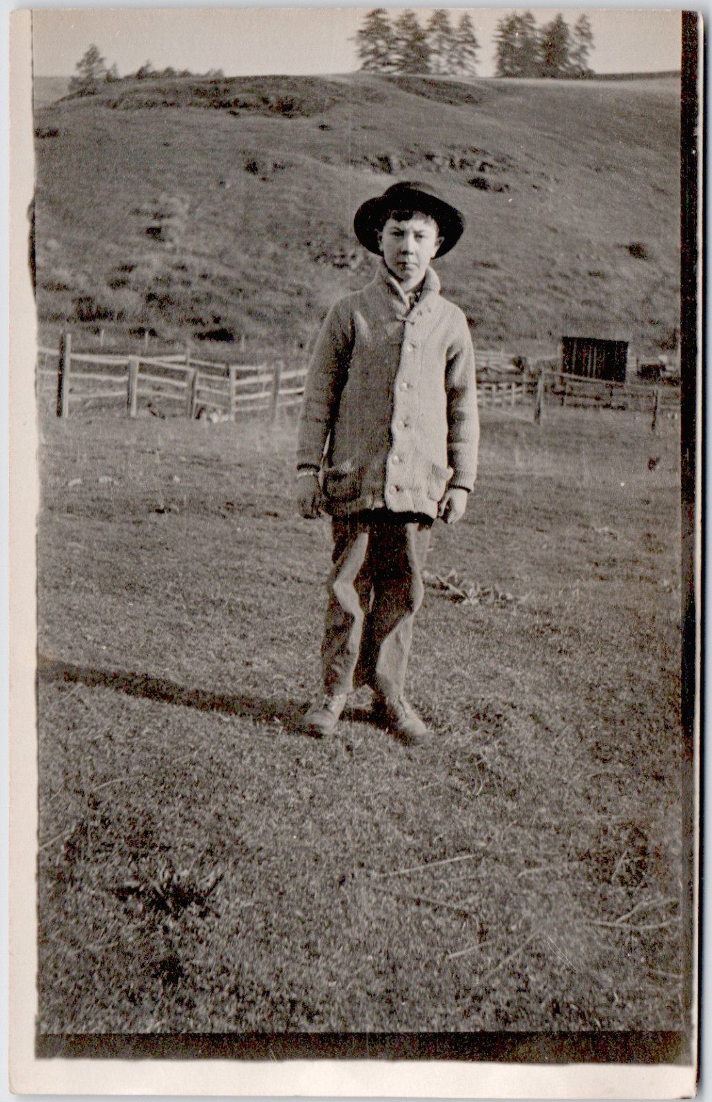c1909 Clark D Adams Boy Portrait RPPC Postcard McKay Oregon Rural Scene