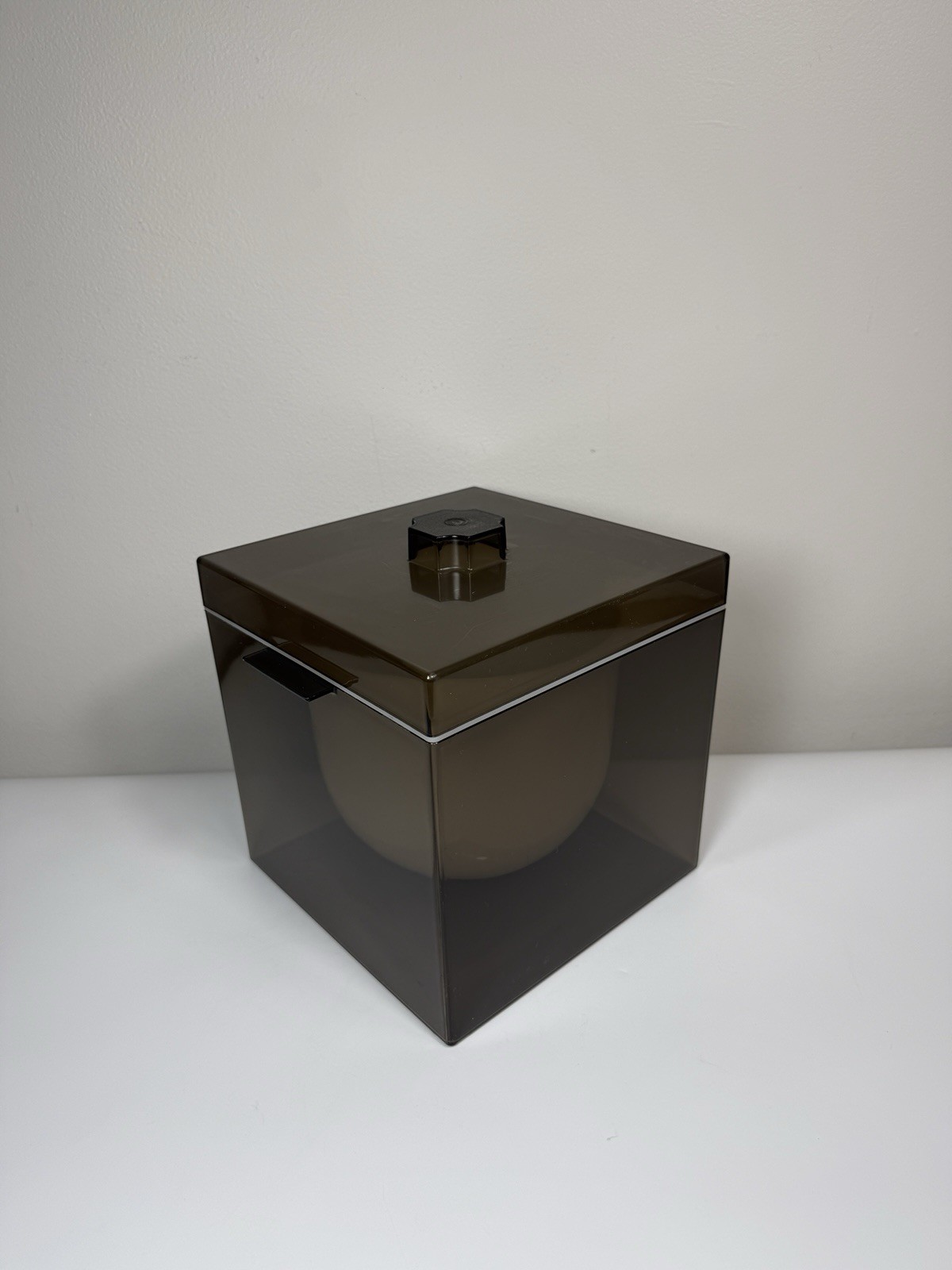 70s Vintage Eagle Smoked Acrylic Cube Ice Bucket MCM Space Age Retro Barware USA