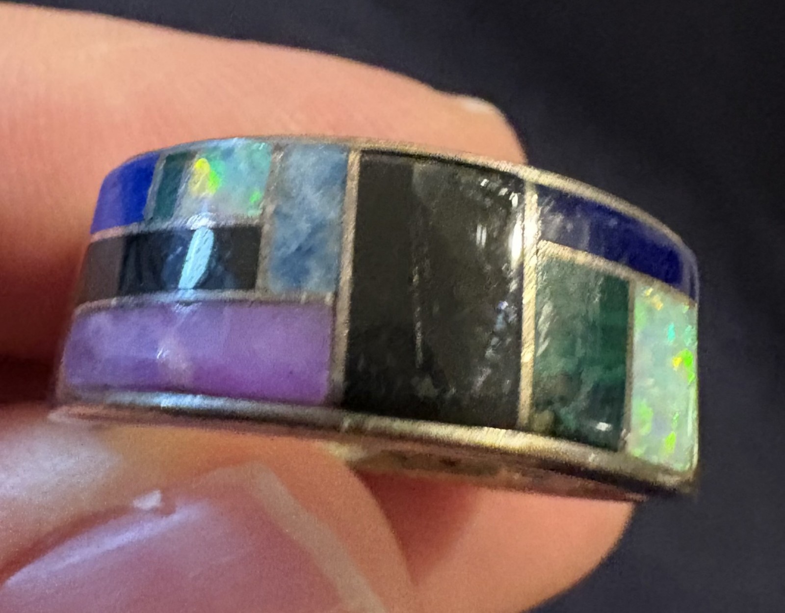 TSF Touch Of Santa Fe Dine Sterling Ring Size 12 by Calvin Begay And Eddie Chee TSF Touch Of Santa Fe Dine Sterling Ring Size 12 by Calvin Begay And Eddie Chee