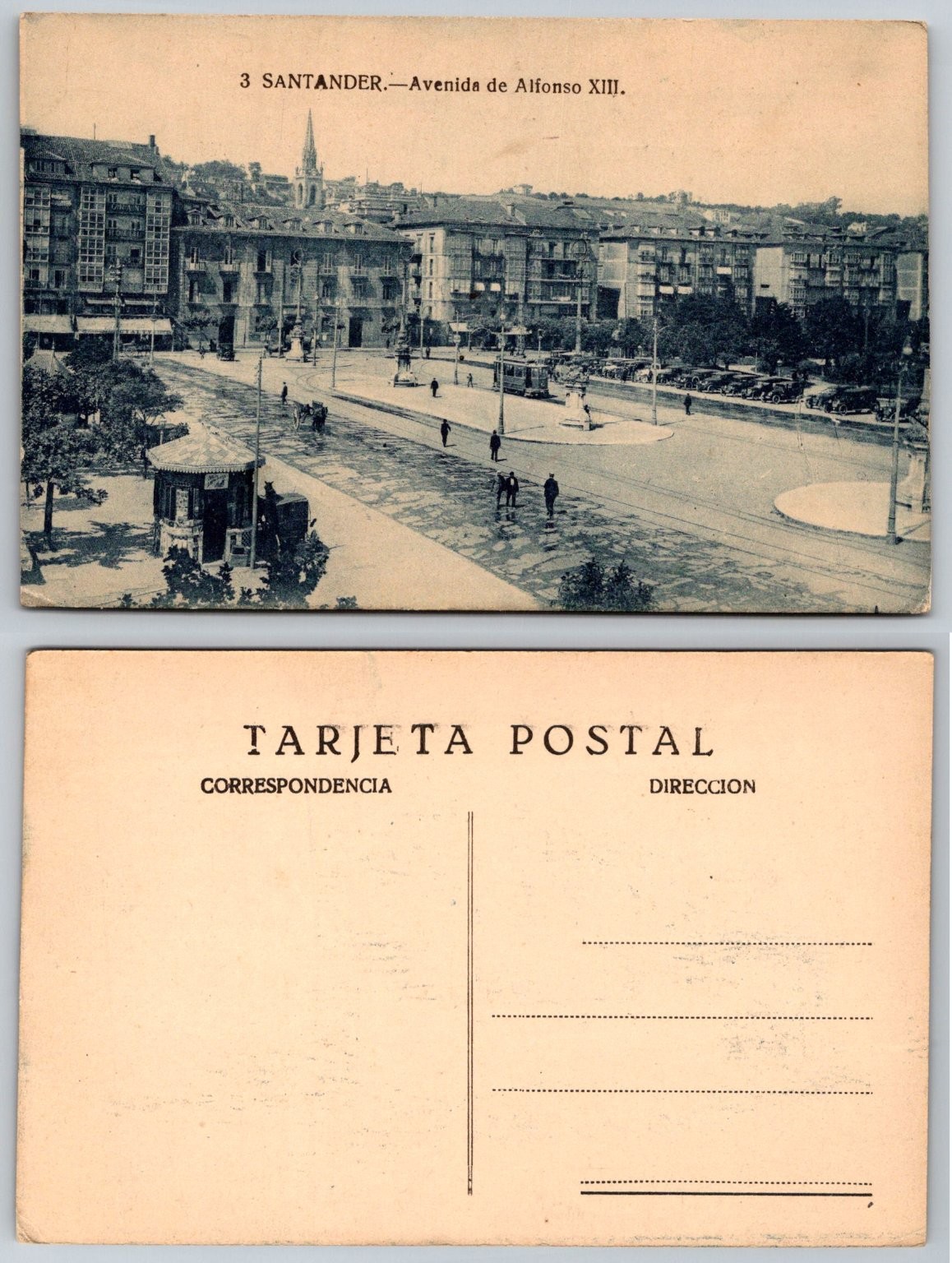 Santander Spain Avenida Alfonso XIII Vintage Postcard Cityscape Tram Cars Santander Spain Avenida Alfonso XIII Vintage Postcard Cityscape Tram Cars