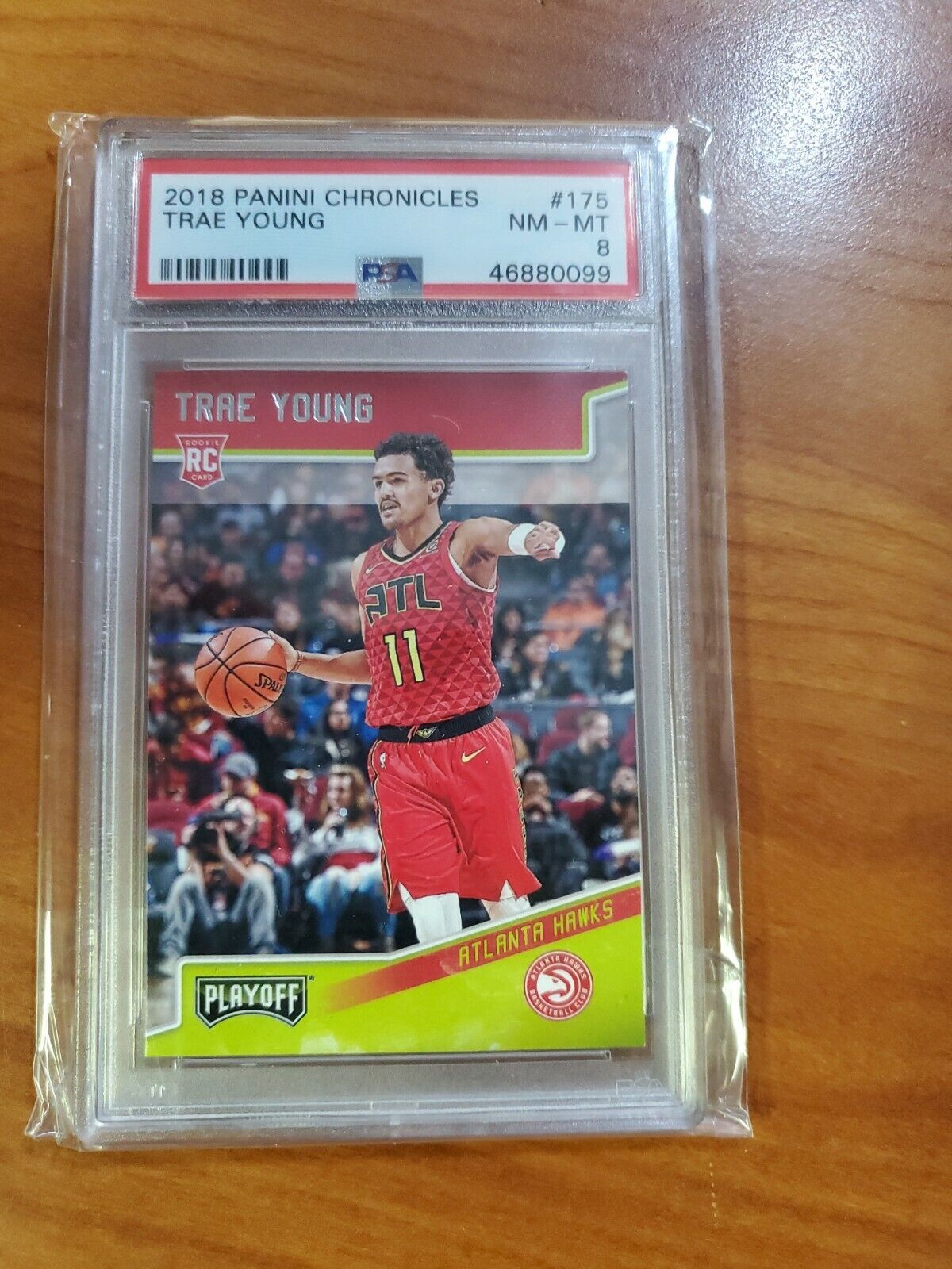Trae Young 2018-19 Panini Chronicles #175 Playoff Rookie RC PSA 8