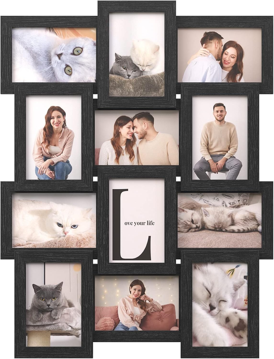 SONGMICS 12-Pack 4x6 Collage Picture Frames for Wall Decor, Ash Black