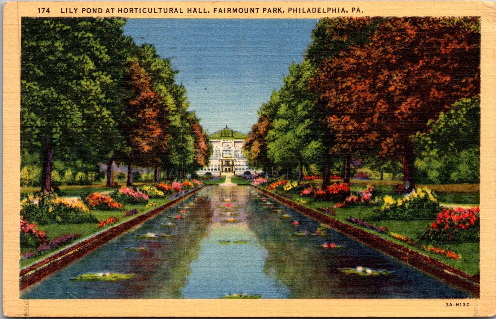 Lily Pond Horticultural Hall Philadelphia PA 1947 Vintage Postcard 5P19-8 Lily Pond Horticultural Hall Philadelphia PA 1947 Vintage Postcard 5P19-8